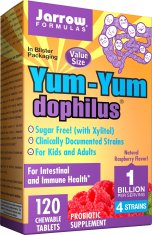 Jarrow Formulas Yum-Yum Dophilus 1 milijarda organizmov (probiotiki za otroke), malina, 120 žvečljivih pastil