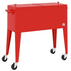 Greatstore Hladilni voziček s kolesi rdeč 92x43x89 cm