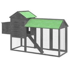 Vidaxl Kokošnjak siv 193x65x117 cm trdna borovina