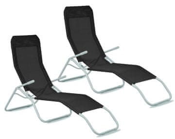 Aga 2x Vrtni ležalnik Črna 2DAZ407/2DAZ408