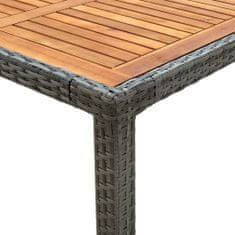 shumee Vrtna miza 150x90x75 cm poli ratan in akacijev les siva