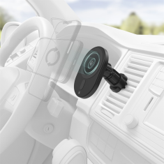 Hama Nosilec z brezžičnim polnilnikom MagCharge Car Wireless Charger FC15, združljiv s sistemom MagSafe, komplet z adapterjem