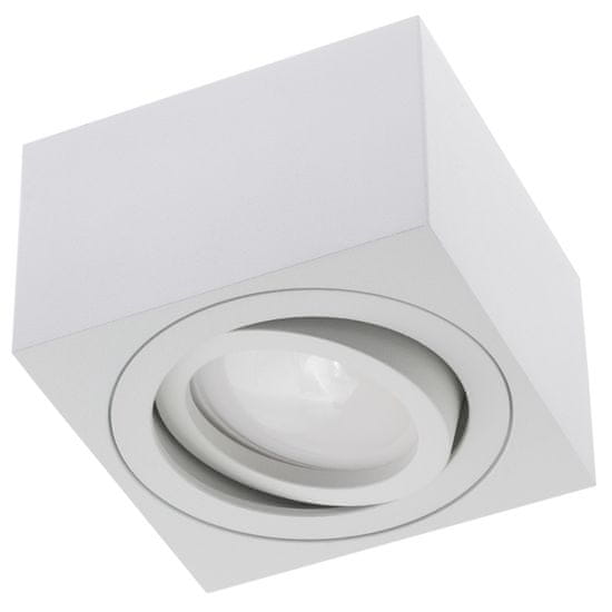 LUMILED Stropna kvadratna halogenska svetilka AMAT-S 50mm bela premična cev
