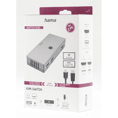 Hama KVM stikalo za 2 računalnika na 1 monitor, 3xUSB, 1xHDMI, vključno s kabli