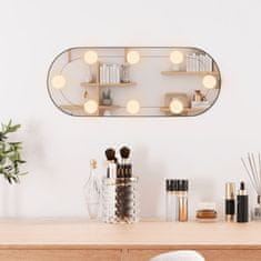 Vidaxl Stensko ogledalo z LED lučkami 25x60 cm stekleno ovalno