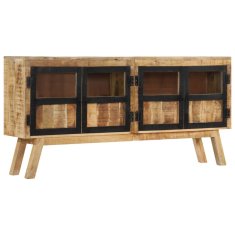 Vidaxl Komoda rjava in črna 160x30x76 cm trden mangov les