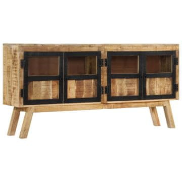 Vidaxl Komoda rjava in črna 160x30x76 cm trden mangov les