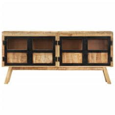 Vidaxl Komoda rjava in črna 160x30x76 cm trden mangov les