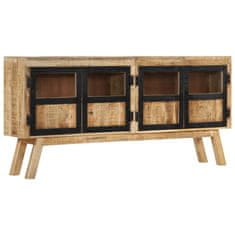 Vidaxl Komoda rjava in črna 160x30x76 cm trden mangov les