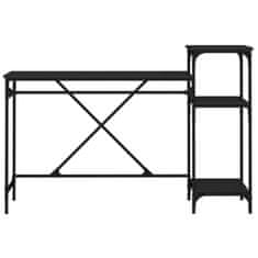 Vidaxl Pisalna miza s policami črna 135x50x90 cm inženirski les