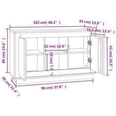 Vidaxl Komoda rjav hrast 102x35x60 cm inženirski les