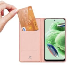 slomart dux ducis skin pro etui za xiaomi redmi note 12 pro / poco x5 pro 5g cover with flap card wallet stand pink
