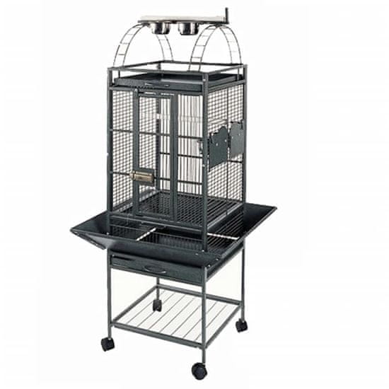 Vidaxl Kletka za papige Villa Helios silverstone siva 46x46x149cm