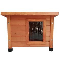 Vidaxl Zunanja mačja hišica 57x45x43 cm iz lesa rjava