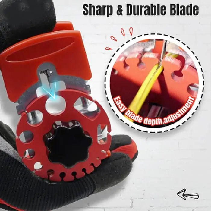 Netscroll Univerzalni ročni hitri odstranjevalec izolacije, rezalnik kablov in orodje za demontažo električnih žic, prenosni odstranjevalec izolacije z nastavljivimi rezili, 14 velikosti odprtin, QuickCut