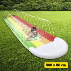Cool Mango Velik napihljiv zunanji vodni tobogan, poletna otroška vodna igra, zabava za otroke, tobogan z razpršilnim sistemom, zabava na vodi, hitra poletna osvežitev, 480 x 80 cm – Slidy
