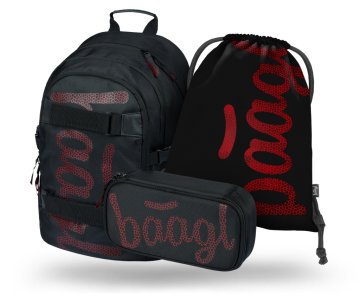BAAGL 3 SET Skate Red: nahrbtnik, svinčnik, torba
