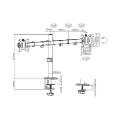 Gembird Nosilec za dva monitorja MA-D2-01 17”-32”