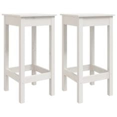 Vidaxl Barski stol 2 kosa bele barve 40x40x78 cm trdna borovina