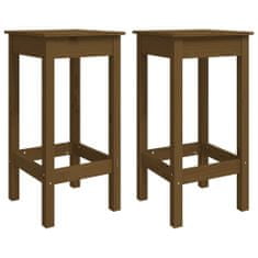 Vidaxl Barski stol 2 kosa medeno rjav 40x40x78 cm trdna borovina