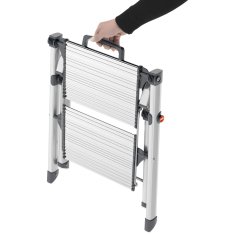 Vidaxl Dvokraka lestev z 2 stopnicama Mini Comfort 45 cm aluminij