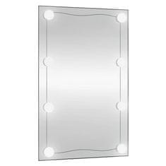 Vidaxl Stensko ogledalo z LED lučmi 40x60 cm stekleno pravokotno