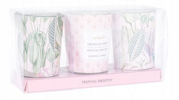 shumee Set 3 okrasnih dišečih sveč v steklu