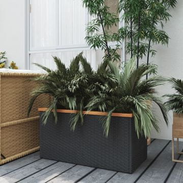 Vidaxl Vrtno korito črno 80x40x40 cm poli ratan