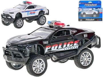 Policijski avto 13 cm kovinski vzvratni del - mešanica barv (bela, črna)