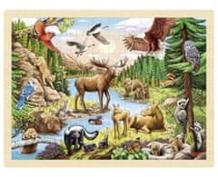 Goki Puzzle Divje živali Severne Amerike 96 kosov - lesene