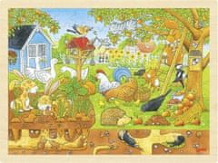 Goki Puzzle Kotiček našega vrta 96 kosov - leseni