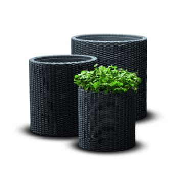 KETER Set okrasnih loncev S+M+L Cylinder, antracit, ZADNJI KOSI