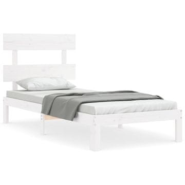 Vidaxl Posteljni okvir brez vzmetnice bel 90x200 cm trdna borovina