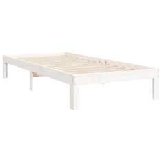 Vidaxl Posteljni okvir z vzglavjem bel 90x200 cm trden les