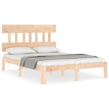 Vidaxl Posteljni okvir z vzglavjem trden les