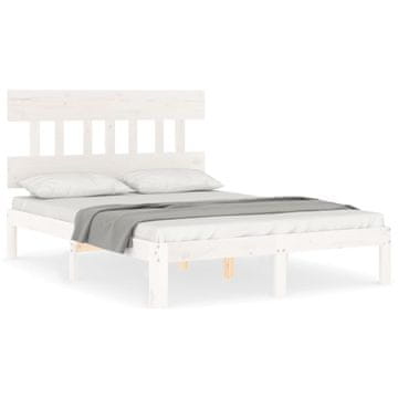 Vidaxl Posteljni okvir brez vzmetnice bel 140x190 cm trdna borovina