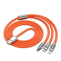 Netscroll Vsestranski napajalni kabel, večnamenski 3-v-1 hitri polnilni kabel z USB-C, Micro USB in Lightning priključki, 1.2m, LED indikator, za I-phone ali Androida, odličen za potovanja, FlexCharger