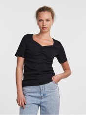 Pieces Ženska majica s kratkimi rokavi PCTANIA Slim Fit 17135430 Black (Velikost S)