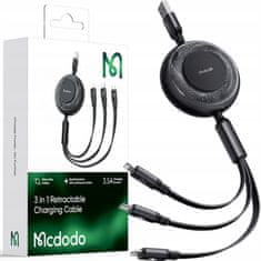 Mcdodo Mcdodo Micro Usb Lightning Usb-C izvlečni kabel 3v1 črn CA-3570