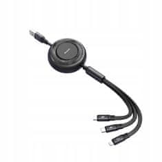 Mcdodo MCDODO 3V1 IZVLEČNI KABEL USB HITRO POLNJENJE USB-C STRELA MIKRO 66W