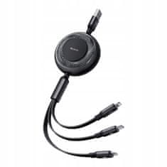 Mcdodo MCDODO 3V1 IZVLEČNI KABEL USB HITRO POLNJENJE USB-C STRELA MIKRO 66W