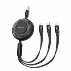 Mcdodo MCDODO 3V1 IZVLEČNI KABEL USB HITRO POLNJENJE USB-C STRELA MIKRO 66W