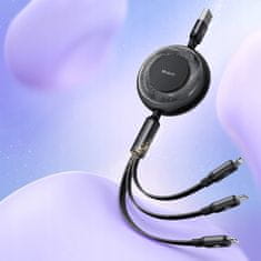 Mcdodo MCDODO 3V1 IZVLEČNI KABEL USB HITRO POLNJENJE USB-C STRELA MIKRO 66W