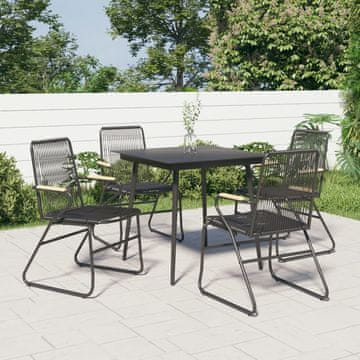 Vidaxl vidaXL Vrtni stoli, komplet 4 kosov, črni, 58x59x85,5 cm, PVC ratan