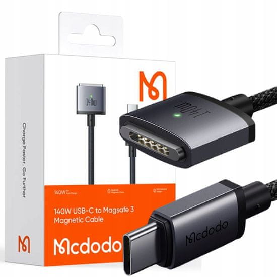 Mcdodo MCDODO POLNILNI ADAPTER KABEL MACBOOK AIR PRO USB-C MAGSAFE 3 140W 2M
