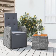 Vidaxl vidaXL 2-delna vrtna sedežna garnitura, siva, poli ratan in akacija