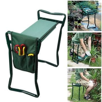 HOME & MARKER® Pripomoček in stol za delo na vrtu, dve nastavitvi velikosti, stranski žep za shranjevanje vrtnega orodja | KNEEBENCH