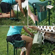 HOME & MARKER® Pripomoček in stol za delo na vrtu, dve nastavitvi velikosti, stranski žep za shranjevanje vrtnega orodja | KNEEBENCH