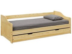 KONDELA Lesena enojna postelja z dodatnim ležiščem Laura New 90x200 cm - naravna