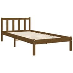Vidaxl Posteljni okvir z vzglavjem medeno rjav 100x200 cm trden les